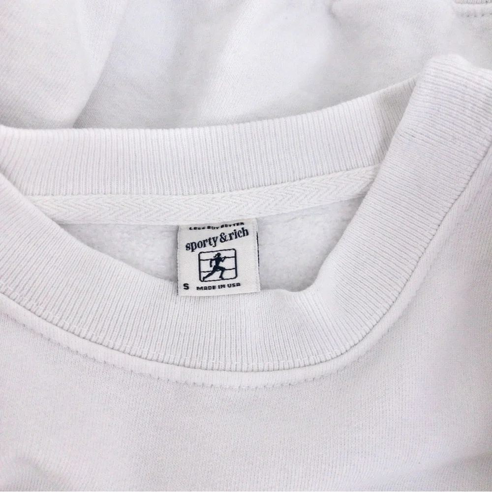 NEW Sporty & Rich X Asics Fun Logo Crewneck S White Jolly Green Terry Cotton - Picture 5 of 10